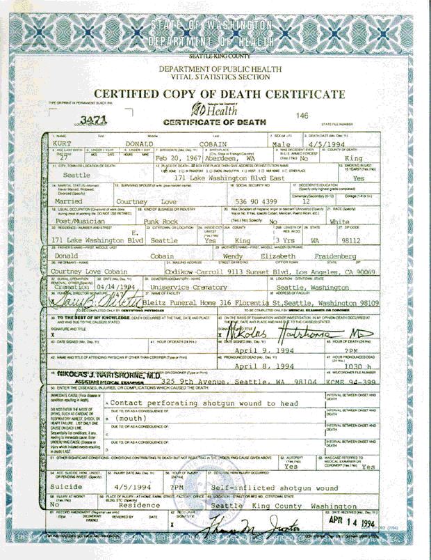 death certificate